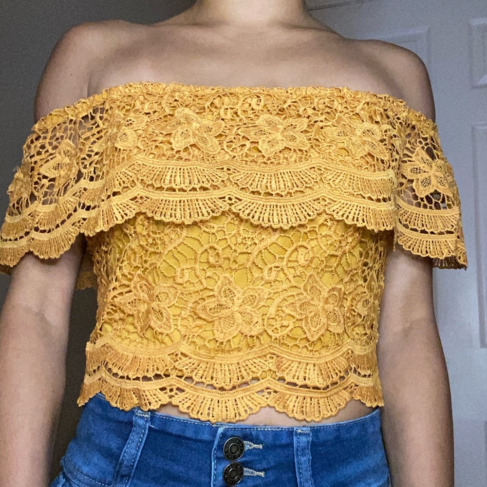 Beautiful mustard colored crochet top